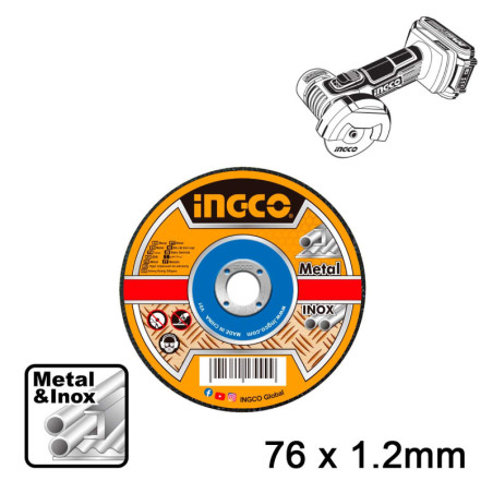 INGCO Δίσκος Κοπής Σιδήρου INOX 76mm x 1.2mm (MCD30176)