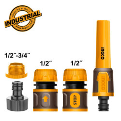 INGCO Εκτοξευτής Ακροφύσιο Νερού με 4 Εξαρτήματα - Ταχυσύνδεσμοι Λάστιχου (HHCS05122)