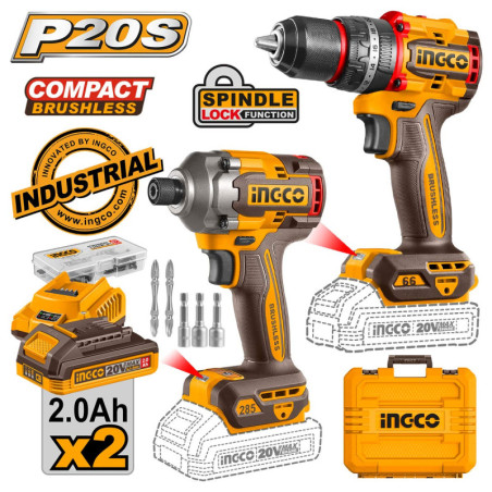INGCO Εργαλεία Compact Μπαταρίας 20V Li-Ion Σετ 2 τεμ. (CKLI20277E)