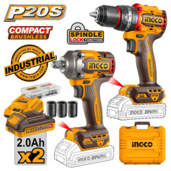 INGCO Εργαλεία Compact Μπαταρίας 20V Li-Ion Σετ 2 τεμ. (CKLI20275E)