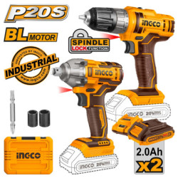 INGCO Εργαλεία Μπαταρίας 20V Li-Ion Σετ 2 τεμ. (COSLI230702)