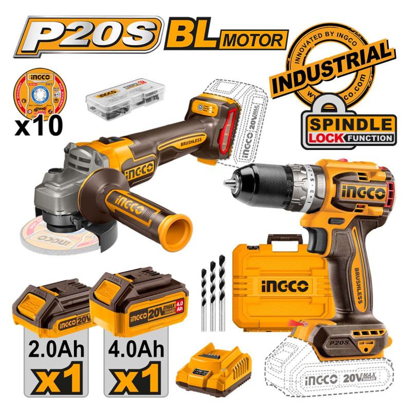 INGCO Εργαλεία Μπαταρίας 20V Li-Ion Σετ 2 τεμ. (CKLI20273E)