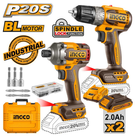 INGCO Εργαλεία Μπαταρίας 20V Li-Ion Σετ 2 τεμ. (CKLI20272E)