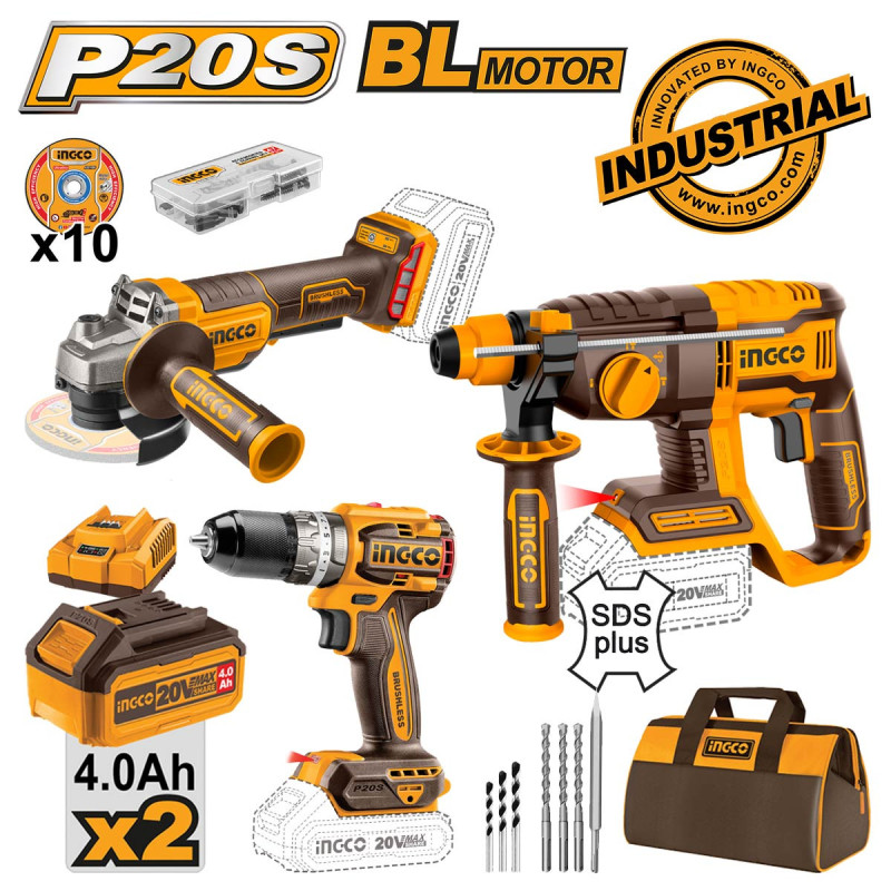 INGCO Εργαλεία Μπαταρίας 20V Li-Ion Σετ 3 τεμ. (COSLI240202)