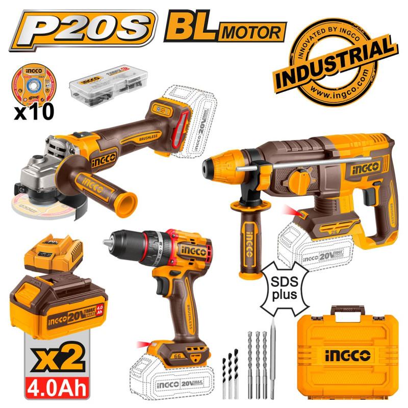 INGCO Εργαλεία Μπαταρίας 20V Li-Ion Σετ 3 τεμ. (COSLI241198E)