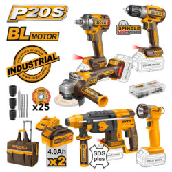 INGCO Εργαλεία Μπαταρίας 20V Li-Ion Σετ 5 τεμ. + Δώρo (CKLI2058)