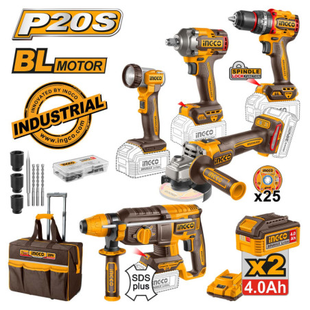INGCO Εργαλεία Μπαταρίας 20V Li-Ion Σετ 5 τεμ. + Δώρo Εργαλειοθήκη Τσάντα (CKLI2059E)