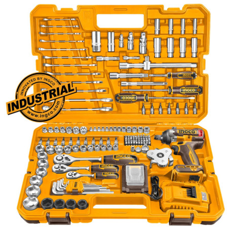 INGCO Εργαλεία Χειρός + Μπουλονόκλειδο Κρουστικό Μπατ. 20V Li-Ion 500-650Nm Σετ 152 τεμ. (HKTHP31521)