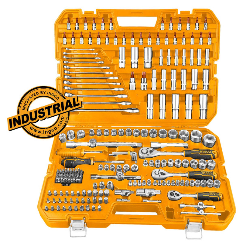 INGCO Εργαλεία Χειρός και Καρυδάκια 1/4" - 1/2" - 3/8" Σετ 216 τεμ. (HKTHP22161)
