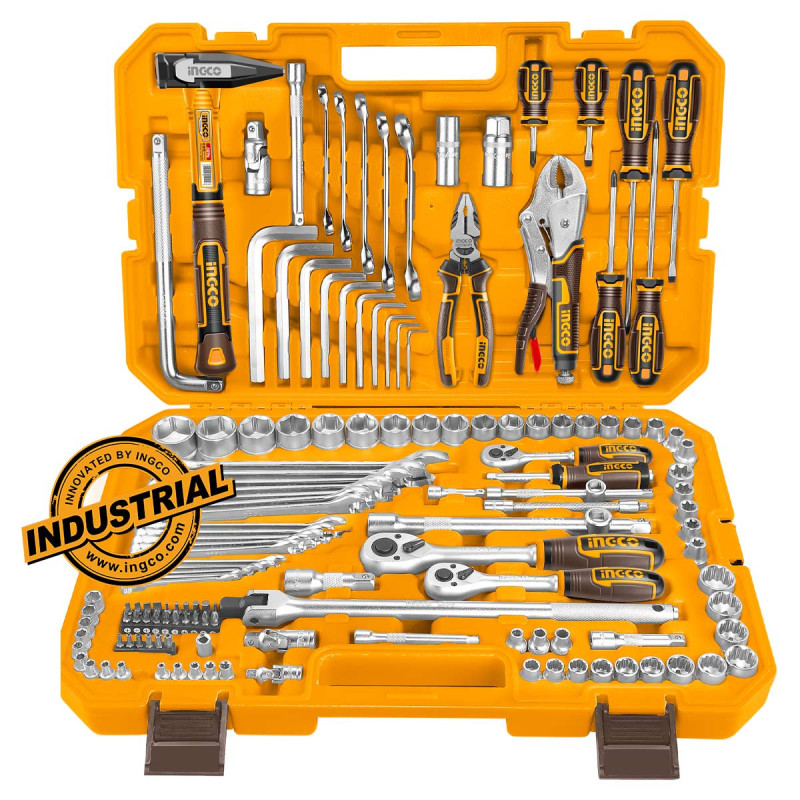 INGCO Εργαλεία Χειρός και Καρυδάκια 1/4"-1/2"-3/8'' Σετ 142 τεμ. (HKTHP21421)