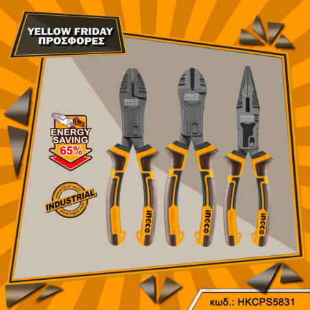 INGCO Εργαλεία Χειρός Σετ 3 τεμ. 65% Save Energy (HKCPS5831)