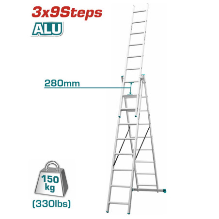 TOTAL ΣΚΑΛΑ ΑΛΟΥΜΙΝΙΟΥ ΕΠΑΓΓΕΛΜΑΤΙΚΗ 3Χ9 ΣΚΑΛΟΠΑΤΙΑ (THLAD03391)