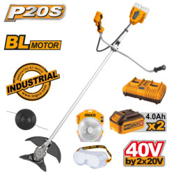 INGCO Θαμνοκοπτικό Μηχάνημα Μπαταρίας 2x20V Li-Ion (CSTLI202522)