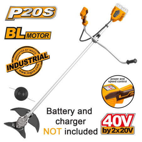 INGCO Θαμνοκοπτικό Μηχάνημα Μπαταρίας 2x20V Li-Ion SOLO (CSTLI20018)