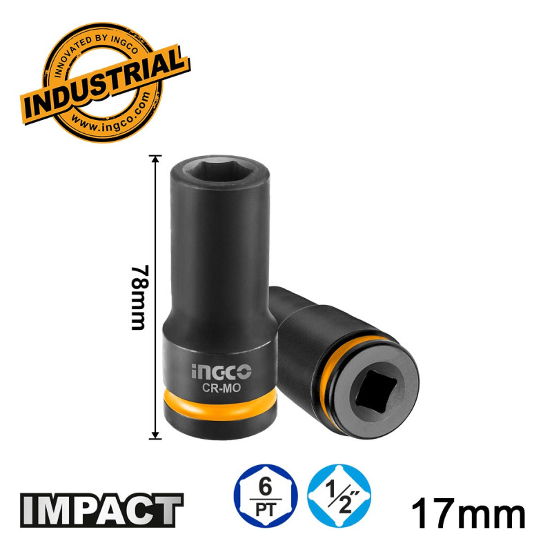 INGCO Καρυδάκι Μακρύ Impact-Αέρος 1/2" 17mm (HDIS12172L)