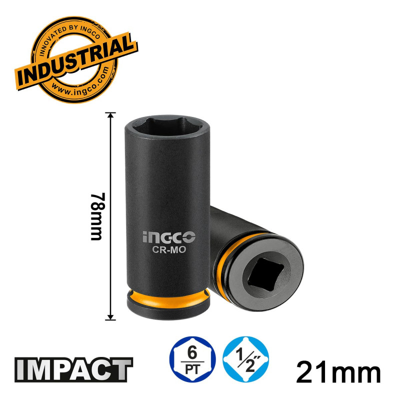 INGCO Καρυδάκι Μακρύ Impact-Αέρος 1/2" 21mm (HDIS12212L)