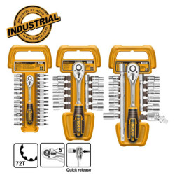 INGCO Καρυδάκια 1/4"-3/8"-1/2"+Εργαλειοθήκη Τσάντα Σετ 57 τεμ. (COS23092)