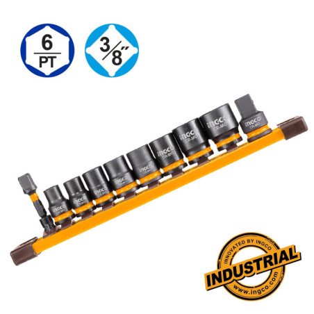 INGCO Καρυδάκια Impact-Αέρος  3/8" Σετ 10 τεμ. (HKISSD38104)