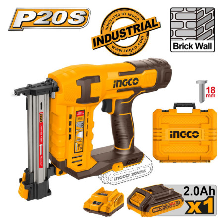 INGCO Καρφωτικό Τοίχου Μπαταρίας 20V Li-Ion + Βαλίτσα (CSTLI3808)