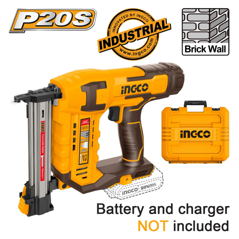 INGCO Καρφωτικό Τοίχου Μπαταρίας 20V Li-Ion SOLO + Βαλίτσα (CSTLI3805)
