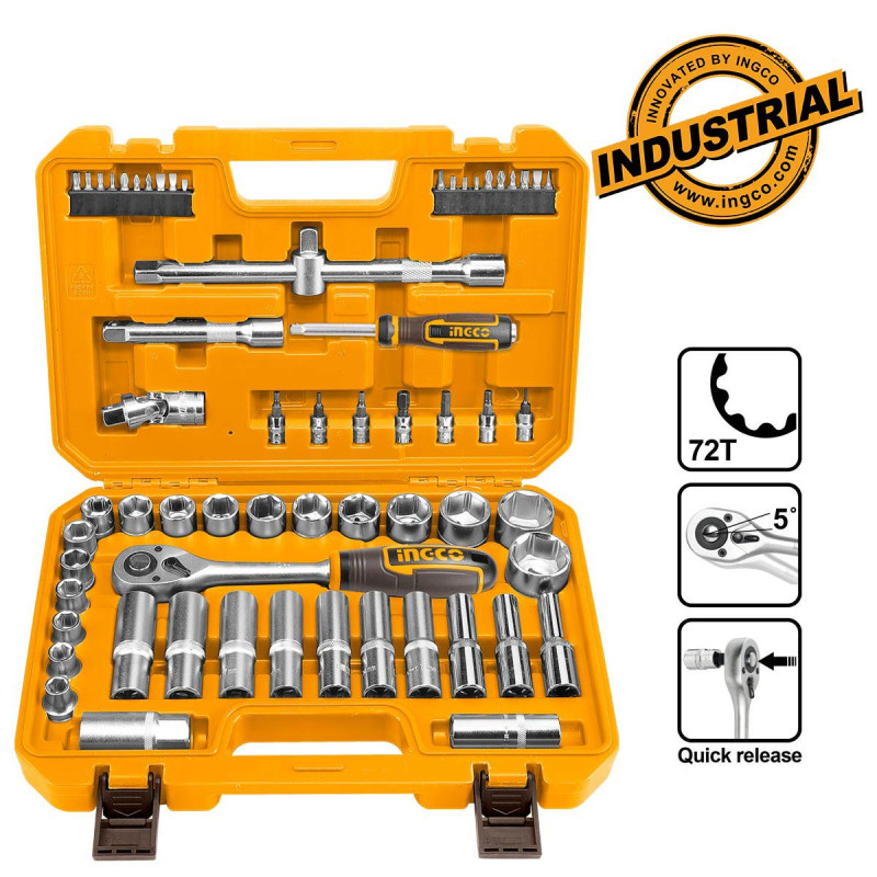 INGCO Κασετίνα Καρυδάκια 1/2" Σετ 62 τεμ. (HKTS12602)