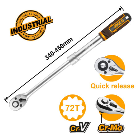 INGCO Καστάνια Τηλεσκοπική 1/2" 72Τ 340-450mm (HRTH08128L)