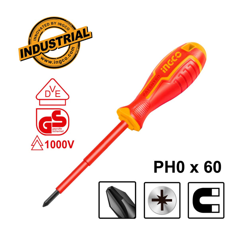 INGCO Κατσαβίδι Ηλεκτρολόγου VDE Σταυρού PH0x60mm (HISD81PH060)