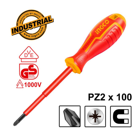 INGCO Κατσαβίδι Ηλεκτρολόγου VDE Σταυρού PZ2x100mm (HISD81PZ2100)