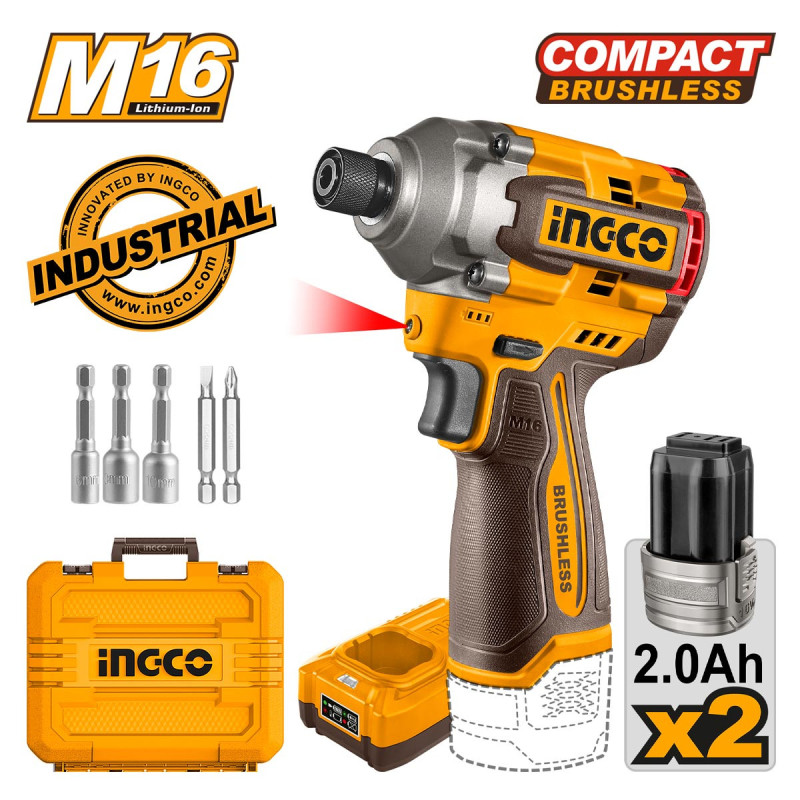 INGCO Κατσαβίδι Παλμικό Compact Μπαταρίας 16V Li-Ion 170Nm (CIRLI16178)