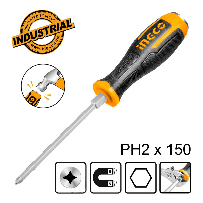 INGCO Κατσαβίδι Σταυρού Χτυπητό PH2x150mm (HGTS68PH2150)