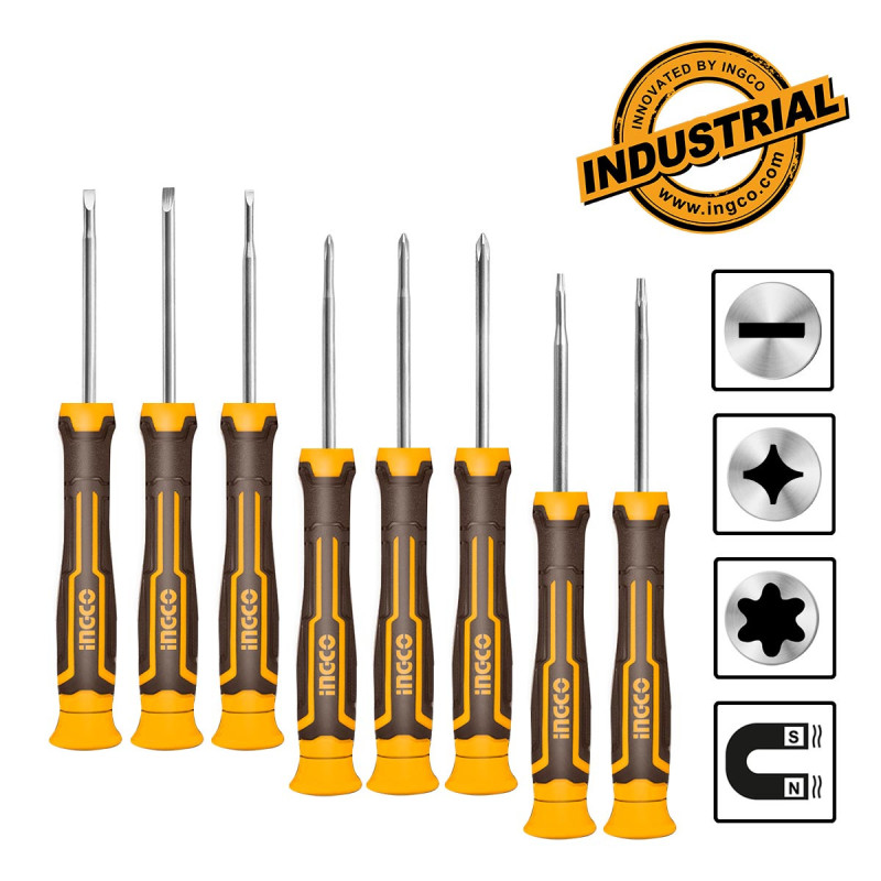 INGCO Κατσαβίδια Μίνι Ακριβείας Σετ 8 τεμ. (HKSD0818)