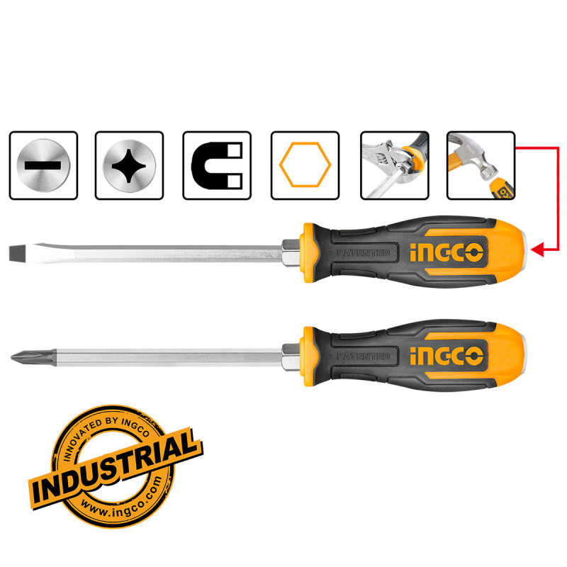 INGCO Κατσαβίδια Χτυπητά Σετ 2 τεμ. (HSGT680208)