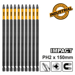 INGCO Κατσαβιδόμυτες Impact 1/4" PH2x150mm 10 τεμ. (SDBIM11PH263)