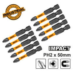 INGCO Κατσαβιδόμυτες Impact 1/4" PH2x50mm 10 τεμ. (SDBIM11PH223)