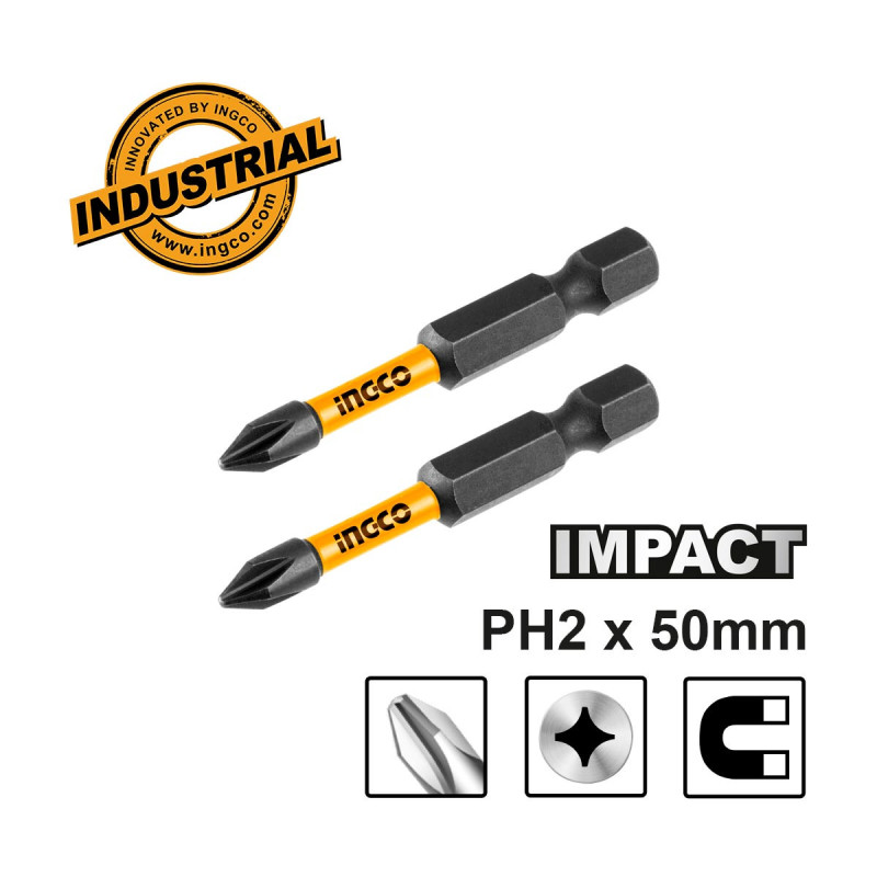 INGCO Κατσαβιδόμυτες Impact PH2x50mm 2 τεμ. (SDBIM71PH250)