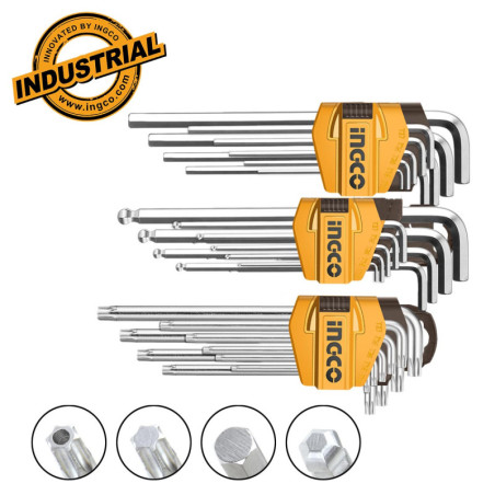 INGCO Κλειδιά Άλλεν +Μπίλλιας+Torx Σετ 27 τεμ. (HHKSET0271)