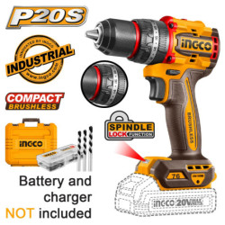 INGCO Κρουστικό Δραπανοκατσάβιδο Compact Μπαταρίας 20V Li-Ion 76Nm SOLO +Βαλίτσα (CIDLI207681E)