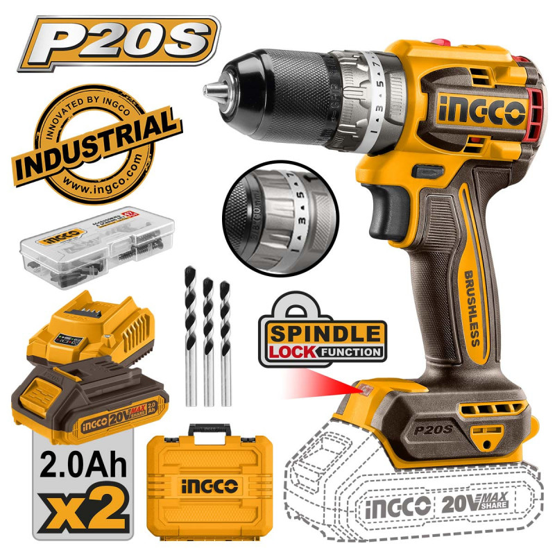 INGCO Κρουστικό Δραπανοκατσάβιδο Μπαταρίας 20V Li-Ion 60Nm (CIDLI20602)