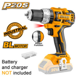 INGCO Κρουστικό Δραπανοκατσάβιδο Μπαταρίας 20V Li-Ion SOLO (CIDLI206081)