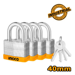 INGCO Λουκέτα Ατσάλινα όλα με το ίδιο Κλειδί Σετ 4 τεμ. 40mm (DLPK04004)