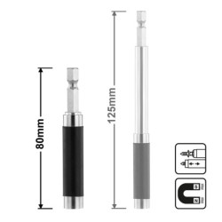 INGCO Μαγνητικός Τηλεσκοπικός Αντάπτορας 80-125mm με Υποδοχή 1/4'' και Έξοδο για Μύτη (ABH30801)