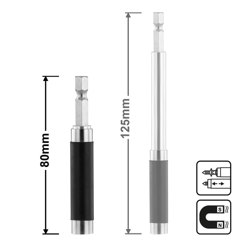 INGCO Μαγνητικός Τηλεσκοπικός Αντάπτορας 80-125mm με Υποδοχή 1/4'' και Έξοδο για Μύτη (ABH30801)