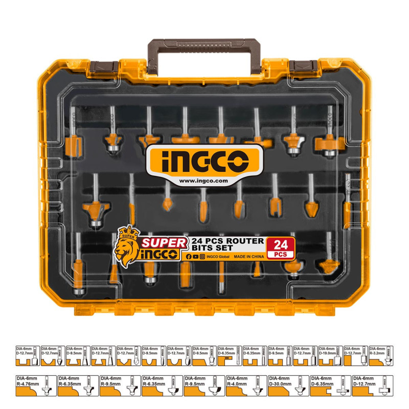 INGCO Μαχαίρια Ρούτερ Σετ 24 τεμ. Πλήρες (AKRT24062)