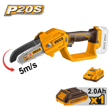 INGCO Μίνι Αλυσοπρίονο Μπαταρίας 20V Li-Ion με 5"/12.7cm Λάμα (CGSLI20581)