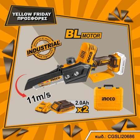 INGCO Μίνι Αλυσοπρίονο Μπαταρίας 20V Li-Ion με 6"/15cm Λάμα (CGSLI20686)