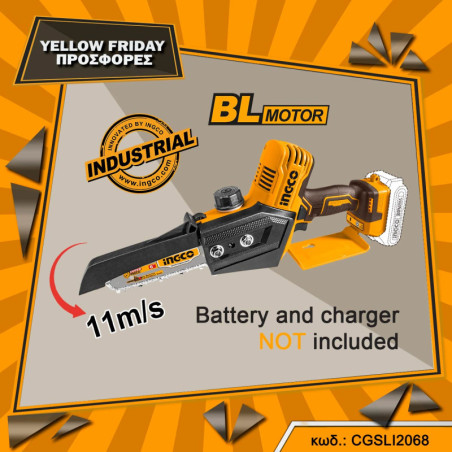 INGCO Μίνι Αλυσοπρίονο Μπαταρίας 20V Li-Ion με 6"/15cm Λάμα SOLO (CGSLI2068)