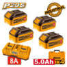INGCO Μπαταρίες 4 τεμ. 20V 5.0Ah + Ταχυφορτιστής 8A  2 Θέσεων + Βαλίτσα Σετ 6 τεμ. (FBCLI20285)