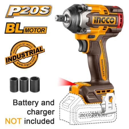 INGCO Μπουλονόκλειδο Κρουστικό Μπαταρίας 20V Li-Ion SOLO 500-650Nm (CIWLI20501)