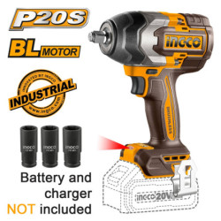 INGCO Μπουλονόκλειδο Κρουστικό Μπαταρίας 20V Li-Ion SOLO 850-1000 Nm (CIWLI20851)