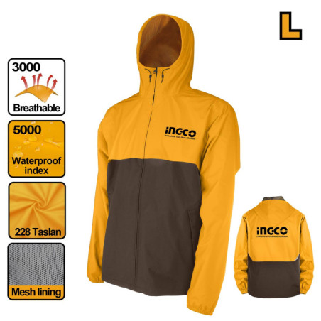 INGCO Μπουφάν Αντιανεμικό - Αδιάβροχο με Κουκούλα L (HJATL2281.L)